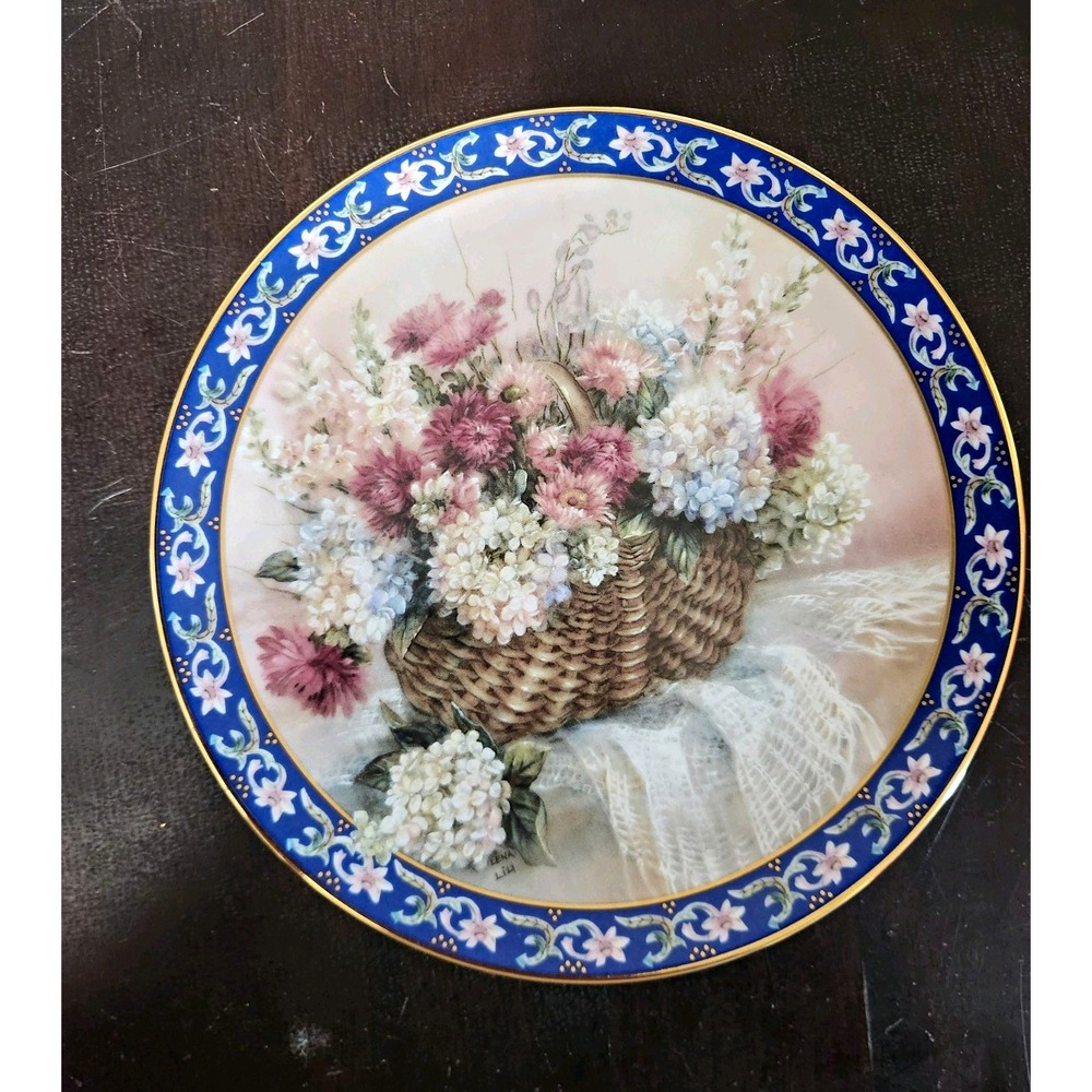 W.S. George Lena Liu Basket Bouquets Hydrangeas Limited Ed Porcelain Plate 8"